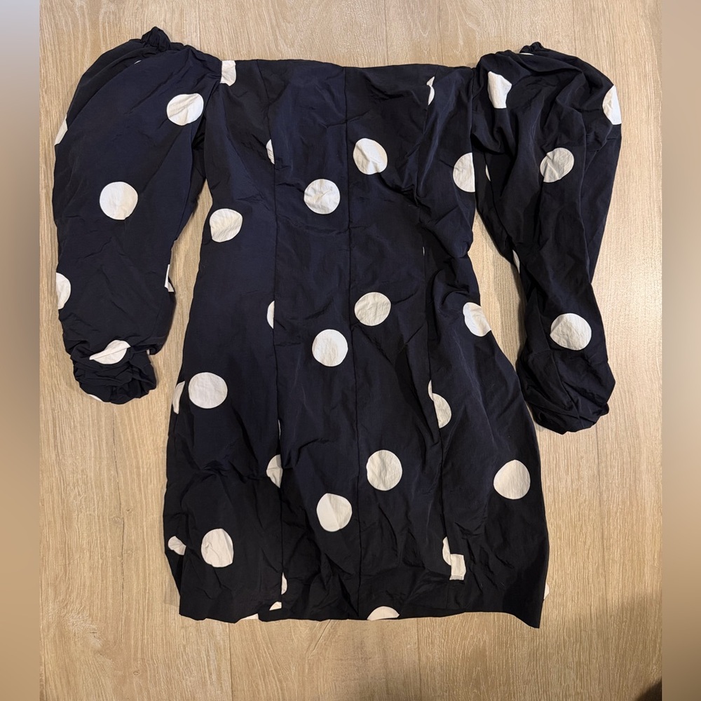 H&M Black and White off the shoulder polka dot dress